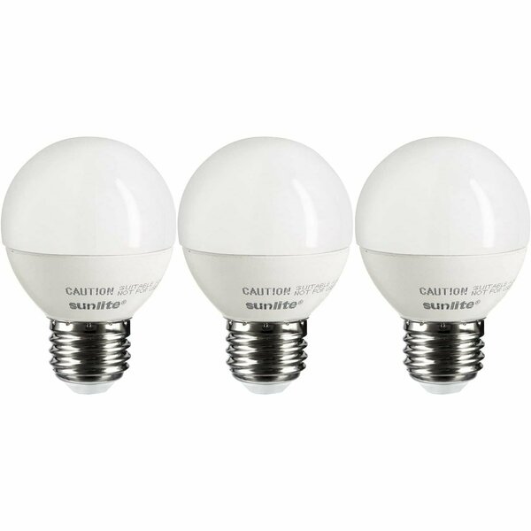 Sunlite LED G16 Globe Light Bulb, 5W 40W=, 350 Lumens, Dimmable, Medium E26 Base, Frosted, 3PK 40287-SU